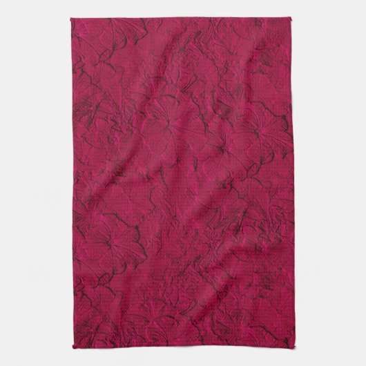 Sculpted Petunias, Magenta Kitchen Towelen Theedoek (Verticaal)