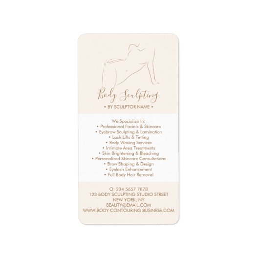 Sculpting Elegant Massage Body Contouring Brochure Etiket (Voorkant)