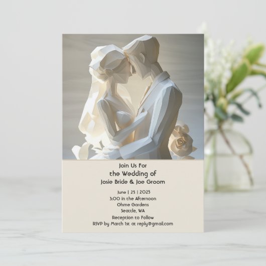 Sculptorial paar bruiloft uitnodiging (Staand voorkant)