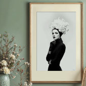 Sculptural Bloom: Avant-Garde Monochrome Mode Poster