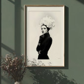 Sculptural Bloom: Avant-Garde Monochrome Mode Poster
