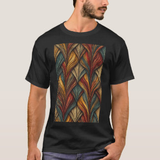 Sculpturale bladeren: een levendige geometrische c t-shirt
