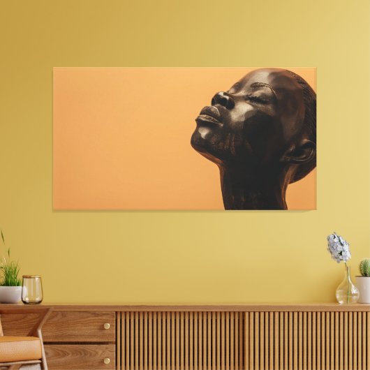 Sculpturale elegantie in zwart hout canvas afdruk (Insitu (Woonkamer))