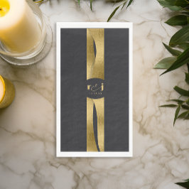 Sculpturale golven bruiloft mat zwart goud ID1312 Servet