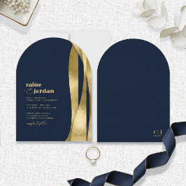 Sculpturale golven trouw goud Navyblauw ID1312 Kaart