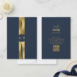 Sculpturale golven trouw Navyblauw Goud ID1312 RSVP Kaartje