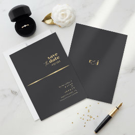 Sculpturale golven trouwmatte zwart ID1312 Save The Date