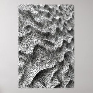 Sculpturale Mozaïekgolven: een 3D geometrische teg Poster