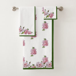 Sculpturale Rozen op een badkamerhanddoekset Bad Handdoek