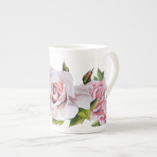 Sculpturale Rozen op een Bone China Mok