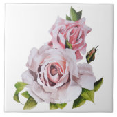 Sculpturale Rozen op een keramische Tegel Tegeltje (Voorkant)