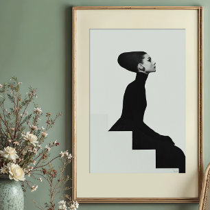 Sculpturale Silhouet: Hoge Mode Monochroom Poster