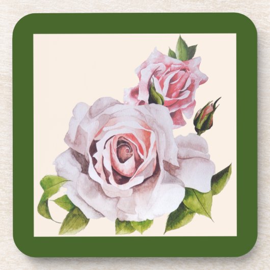 Sculpturele Rozen op een Onderzetter Set (Voorkant)