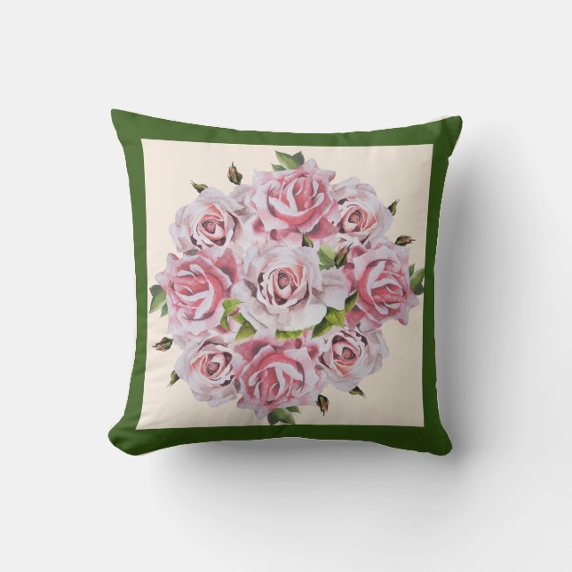 Sculpturele Rozen op een Sierkussen (Voorkant)