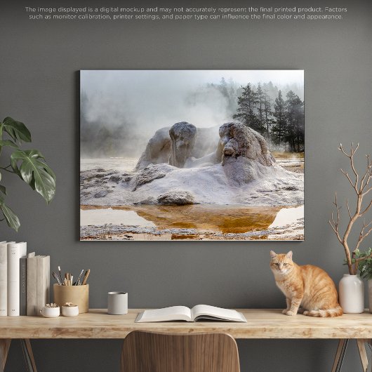 Sculpturen van de natuur: een Yellowstone Geyser Canvas Afdruk