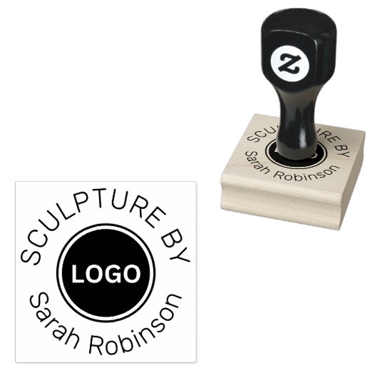 Sculptuur door met aangepaste artiestennaam en Log Rubberstempel (Gestempeld)