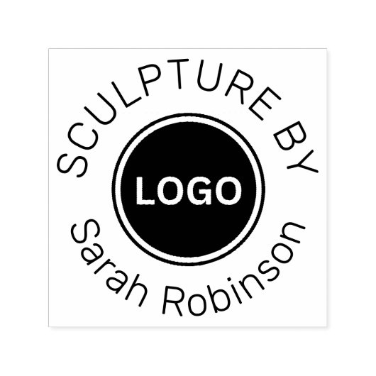 Sculptuur door met artiestennaam en aangepaste Log Zelfinktende Stempel (Design)