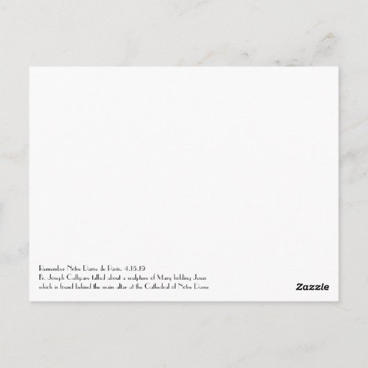 Sculptuur Mary houdt Jezus Notre Dame de Paris vas Briefkaart (Achterkant)