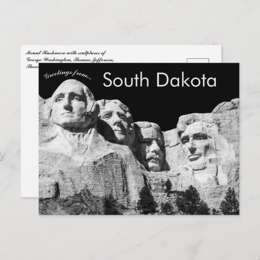 Sculptuur op Mount Rushmore South Dakota USA Briefkaart (Voorkant / Achterkant)
