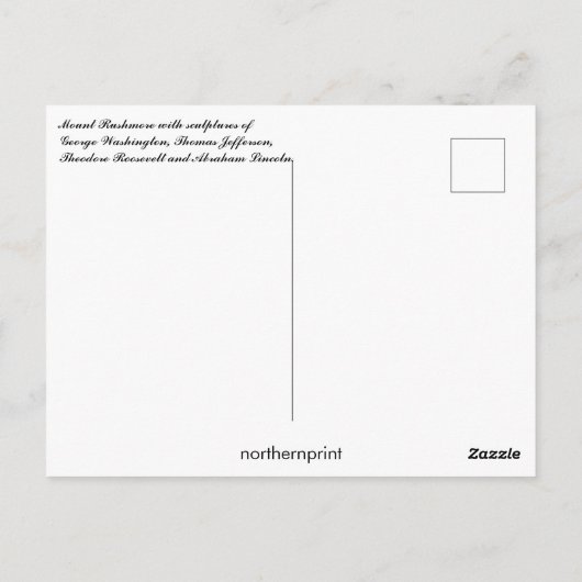 Sculptuur op Mount Rushmore South Dakota USA Briefkaart (Achterkant)