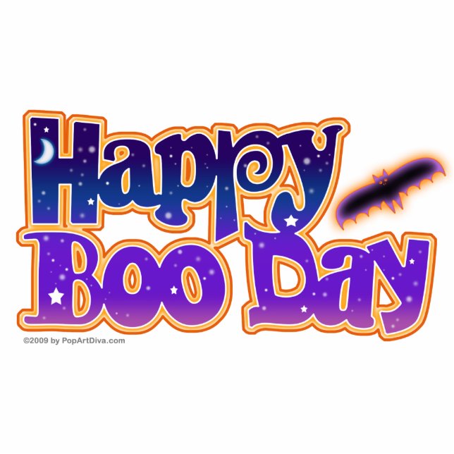 Sculptuur, Pin, Ornament - HAPPY BOO DAY - Halowe Staand Fotobeeldje (Voorkant)