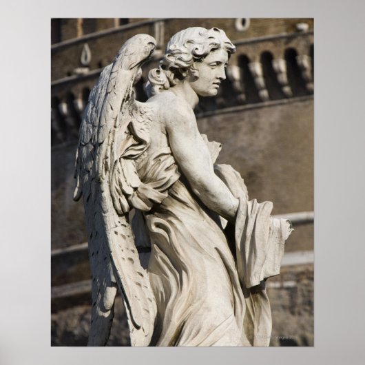 Sculptuur van de engel met kledingstuk en dobbelst poster (Voorkant)