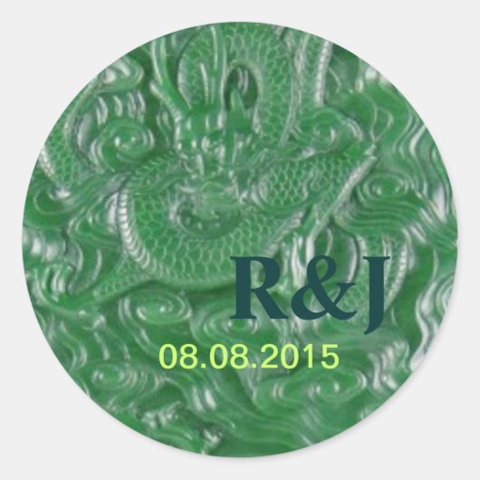 sculptuur van de groene jade chinese draak ronde sticker (Voorkant)