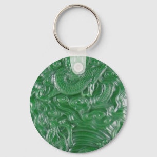 sculptuur van de groene jade chinese draak sleutelhanger