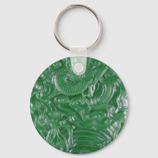 sculptuur van de groene jade chinese draak sleutelhanger (Voorkant)