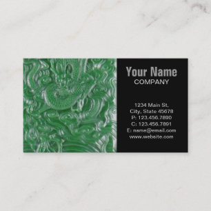 sculptuur van de groene jade chinese draak visitekaartje