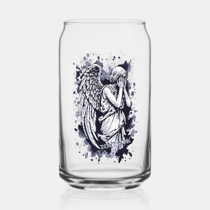 Sculptuur van een wenende engel - met spatten 1 blikvorm glas