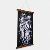 Sculptuur van een wenende engel - met spatten 1 hangend wandkleed (Gebogen)