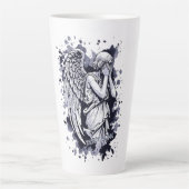 Sculptuur van een wenende engel - met spatten 1 latte mok (Voorkant)