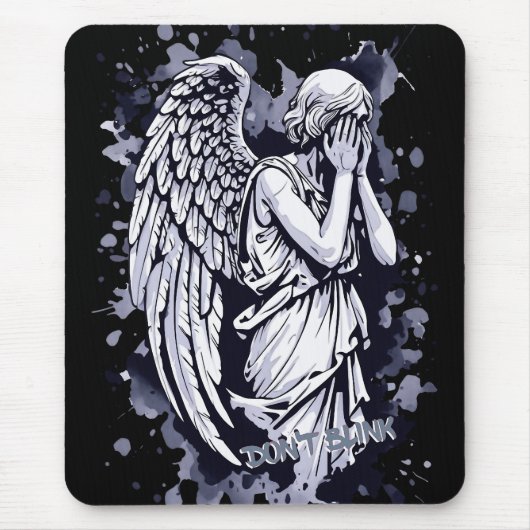 Sculptuur van een wenende engel - met spatten 1 muismat (Voorkant)