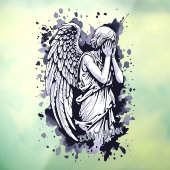 Sculptuur van een wenende engel - met spatten 1 raamsticker (Vel 3)