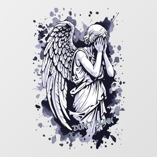 Sculptuur van een wenende engel - met spatten 1 raamsticker (Vel)