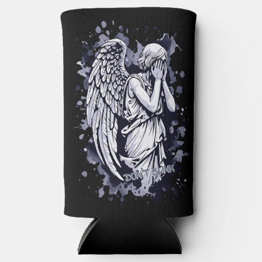 Sculptuur van een wenende engel - met spatten 1 seltzer blikjeskoeler (Voorkant)