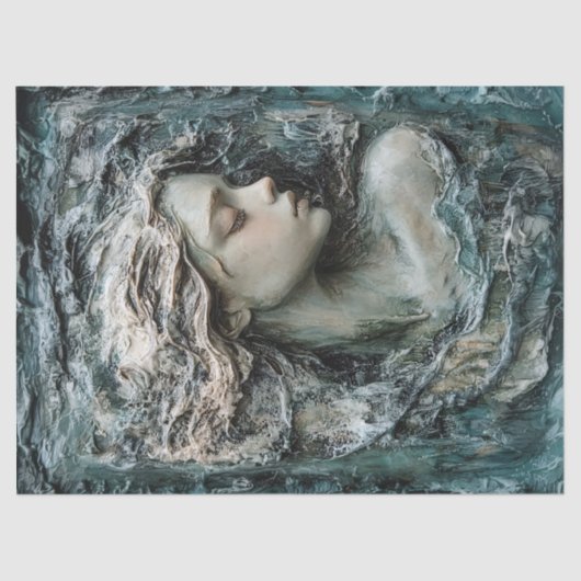 Sculptuur van het profiel van een vrouw Decoupage Tissuepapier (Voorkant)