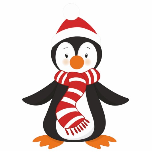 Sculptuur voor kerstversiering in Santa Penguin Fotobeeldje Ornament (Voorkant)