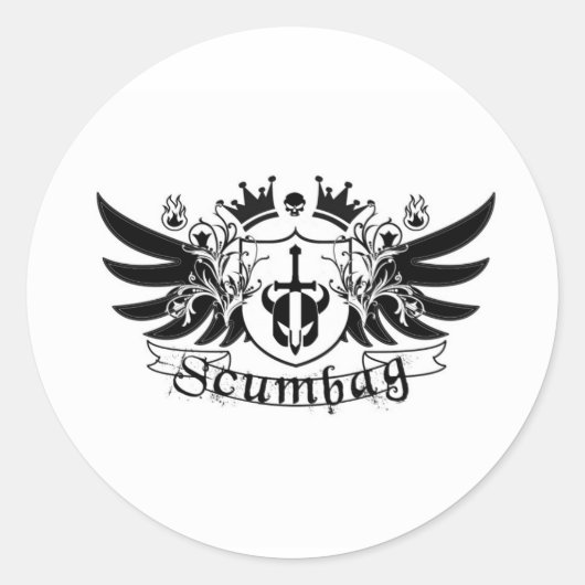Scumbag Crest Ronde Sticker (Voorkant)