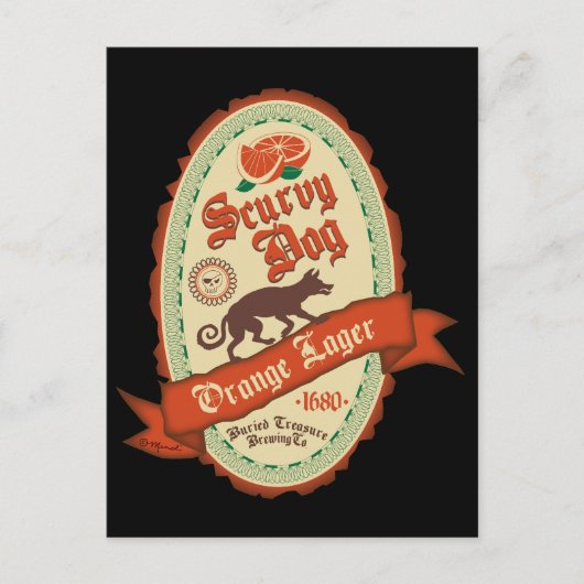 Scurvy Dog Oranje Lager Briefkaart (Voorkant)