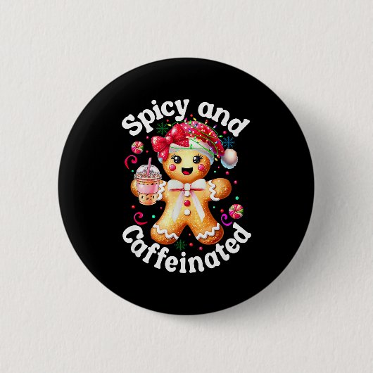 Scy And Caffeinated Coffee Cute Gingerbread Christ Ronde Button 5,7 Cm (Voorkant)