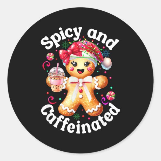 Scy And Caffeinated Coffee Cute Gingerbread Christ Ronde Sticker (Voorkant)