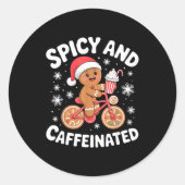 Scy And Caffeinated Gingerbread Funny Coffee Chris Ronde Sticker (Voorkant)