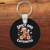 Scy And Caffeinated Gingerbread Funny Coffee Chris Sleutelhanger (Voorkant)