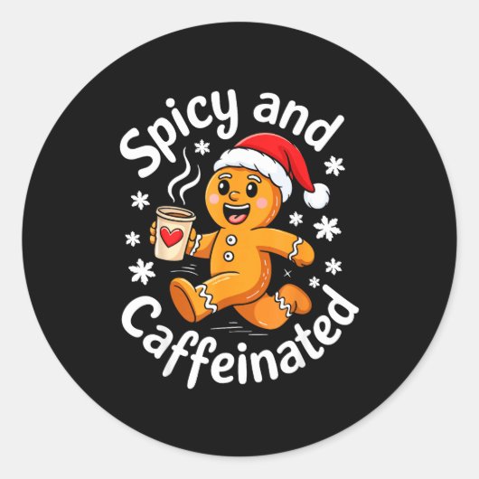 Scy And Caffeinated Shirt Men Women Gingerbread Ch Ronde Sticker (Voorkant)