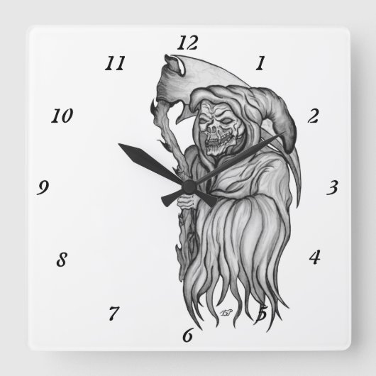 Scythe man - De Dood, de Raas Vierkante Klok (Voorkant)