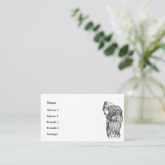 Scythe man - De Dood, Roodluier Visitekaartje (Staand voorkant)