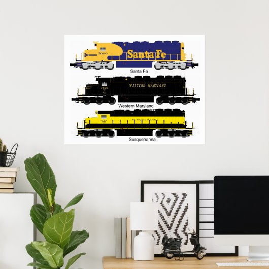 SD40 Elektrisch Poster van diesellocomotief (Thuiskantoor)