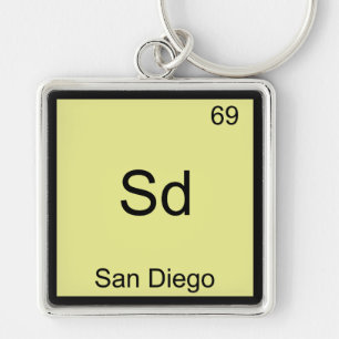 Sd - San Diego Grappig Element Chemie Symbool T-sh Sleutelhanger